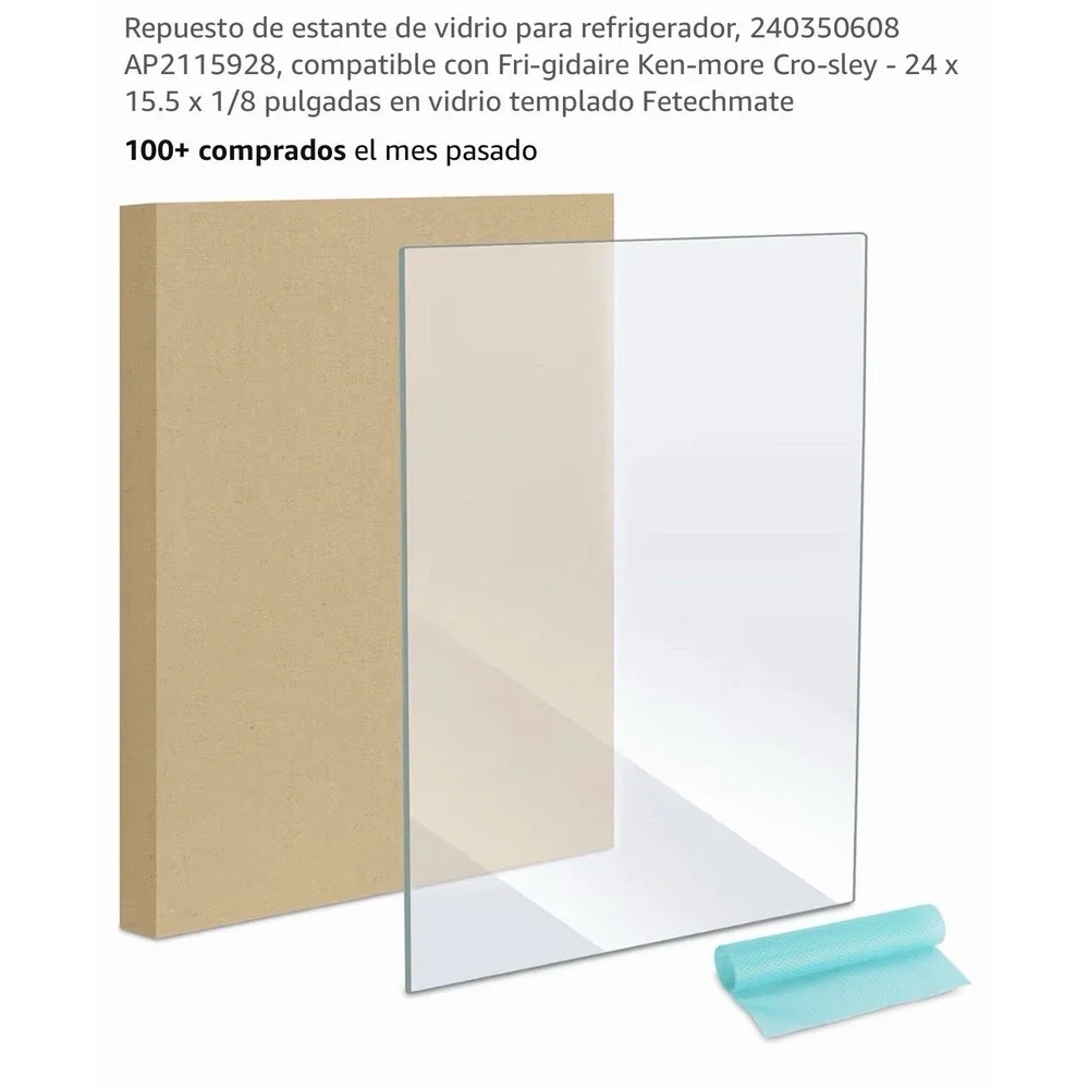 Tempered Glass Refrigerator Shelf 240350608/AP2115928 Frigidaire Kenmore Clear
